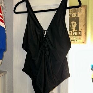Black Low Back Cut One-Piece Swimsuit